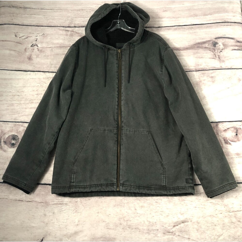 Oneill Sherpa Lined Hoodie Jacket XL Faded Gray Full Zip Canvas Skate Surf Y2k